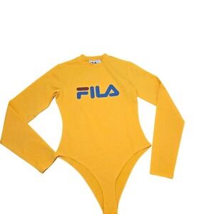 NWT‎ FILA Chaya Long Sleeve Bodysuit - Women's Size Small - Yellow